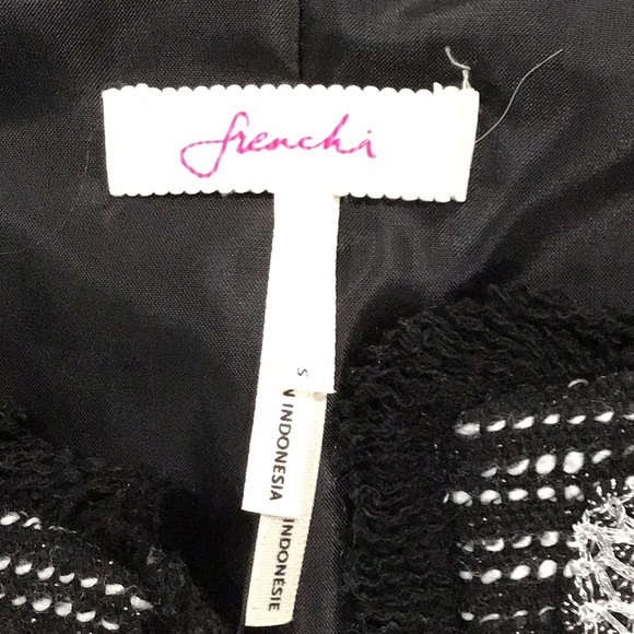 NWOT. FRENCHI Metallic 3/4 Sleeves Open Front Short Blazer Size Small P2P 17” - Picture 11 of 11